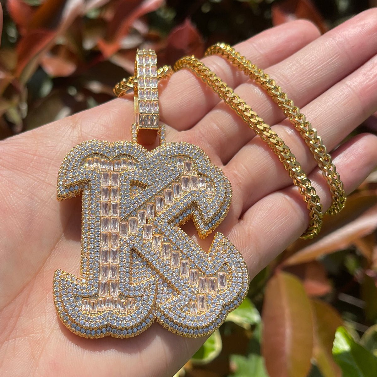Diamond & Baguette Diamond Custom Name Pendant Font 2 - Drip Culture Jewelry