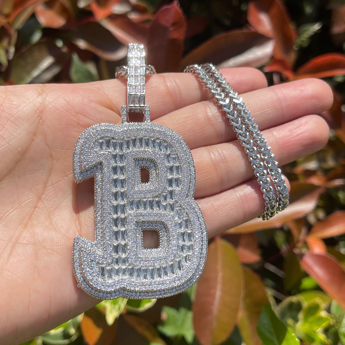 Diamond & Baguette Diamond Custom Name Pendant Font 2 - Drip Culture Jewelry