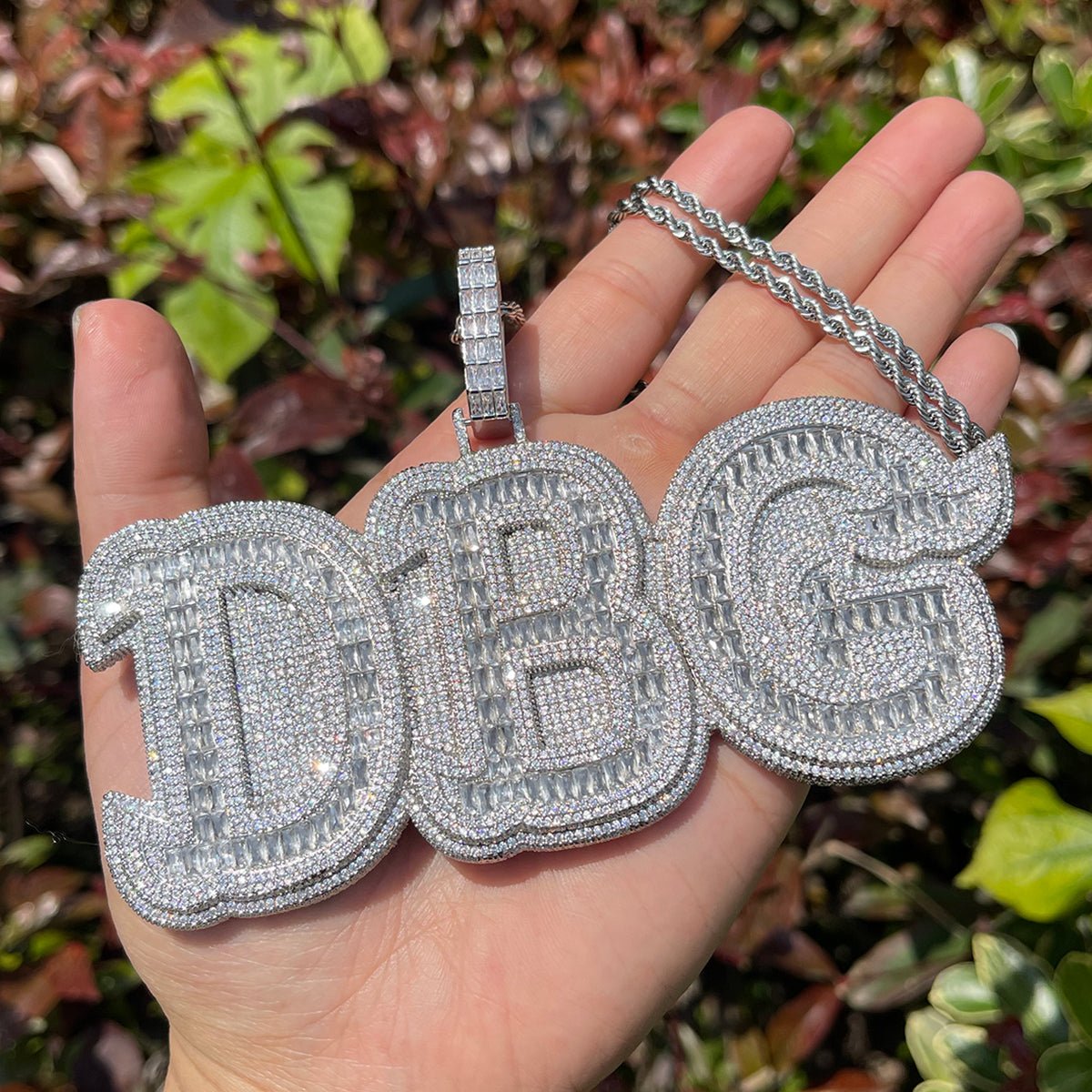 Diamond & Baguette Diamond Custom Name Pendant Font 2 - Drip Culture Jewelry