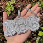 Diamond & Baguette Diamond Custom Name Pendant Font 2 - Drip Culture Jewelry