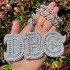 Diamond & Baguette Diamond Custom Name Pendant Font 2 - Drip Culture Jewelry