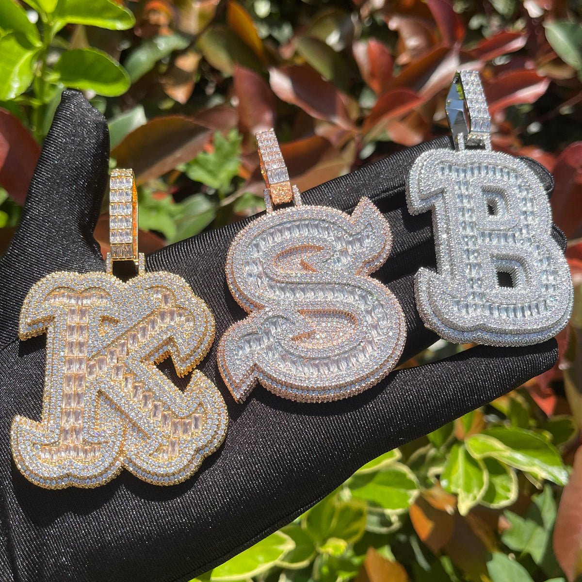 Diamond & Baguette Diamond Custom Name Pendant Font 2 - Drip Culture Jewelry