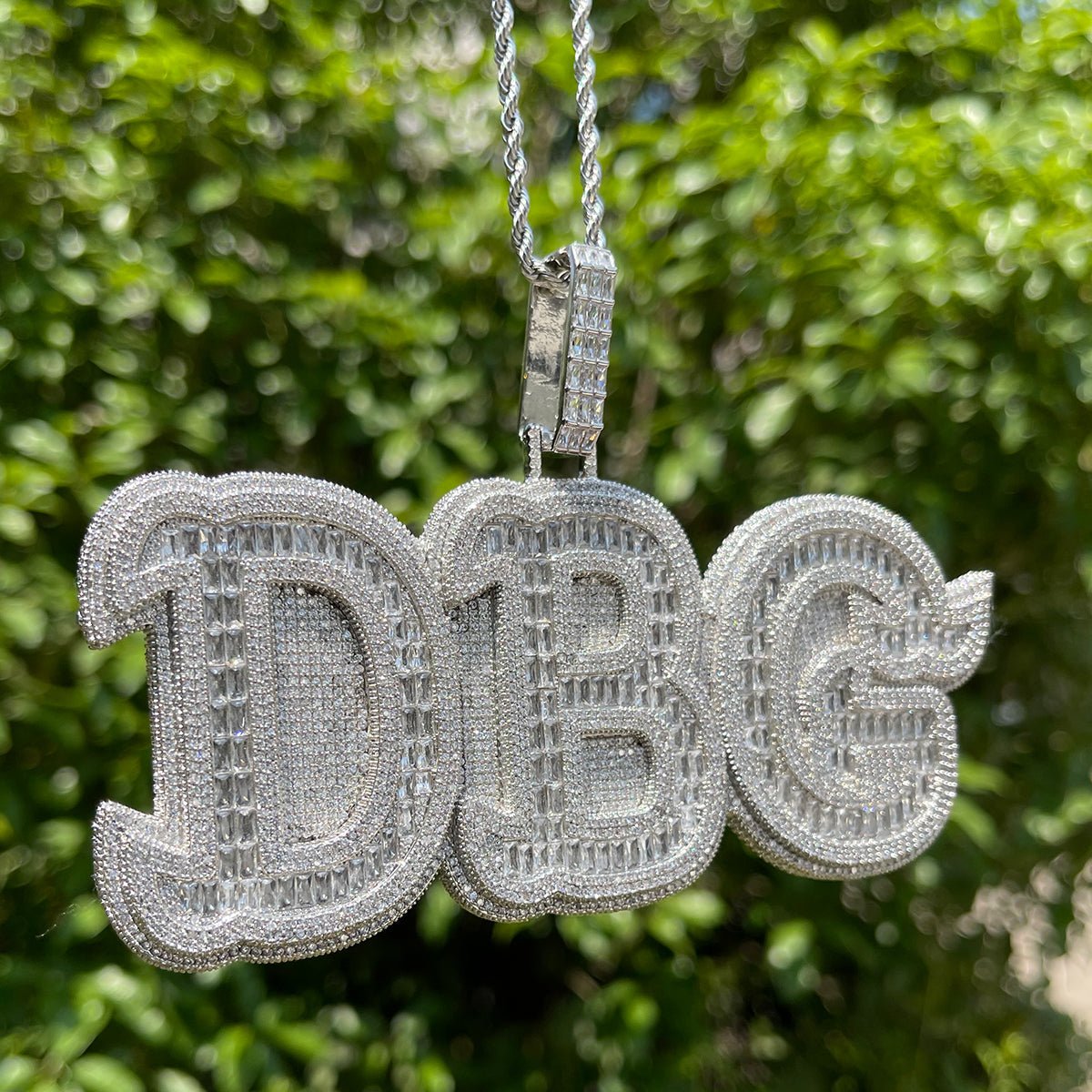 Diamond & Baguette Diamond Custom Name Pendant Font 2 - Drip Culture Jewelry