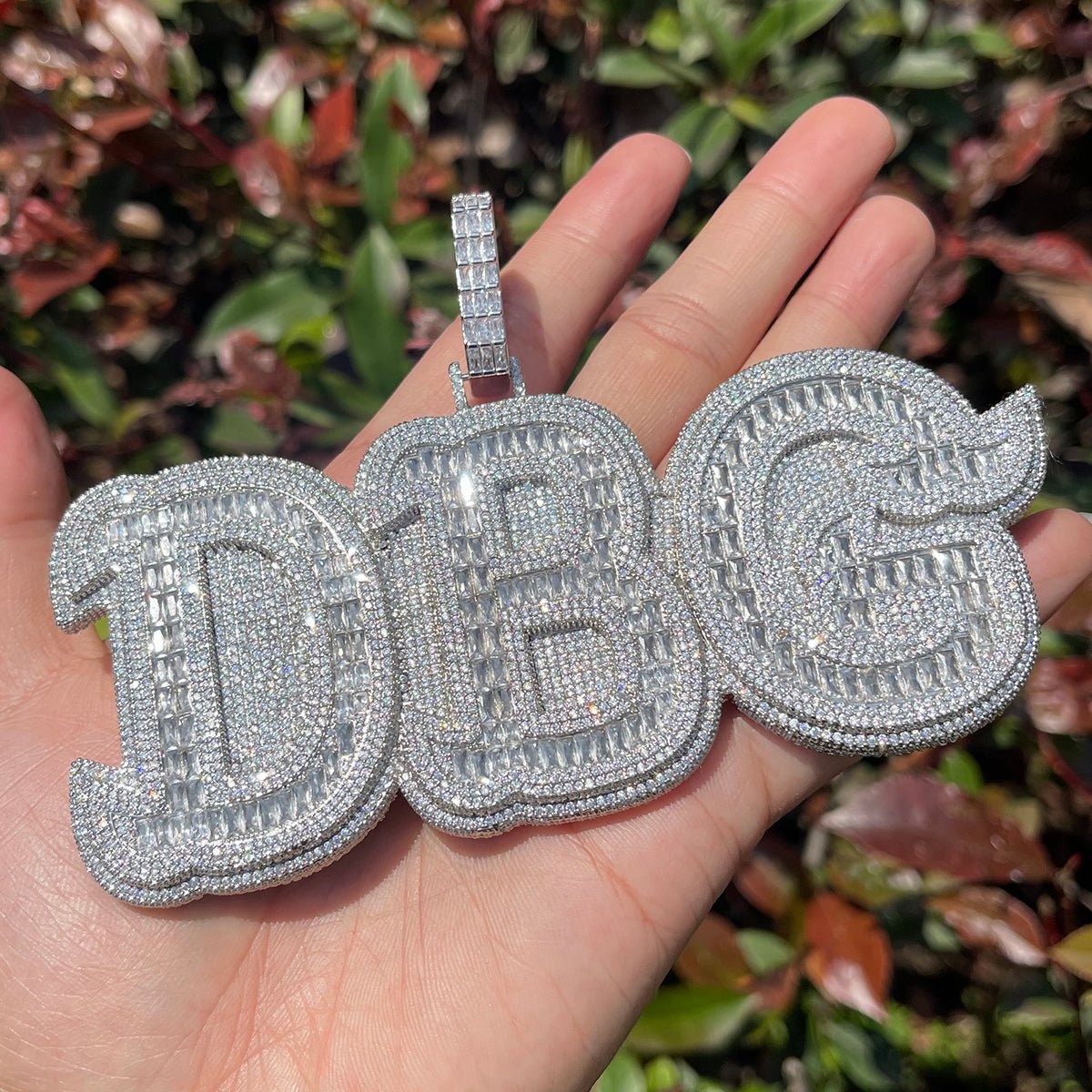 Diamond & Baguette Diamond Custom Name Pendant Font 2 - Drip Culture Jewelry