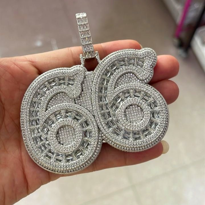 Diamond & Baguette Diamond Custom Name Pendant Font 2 - Drip Culture Jewelry