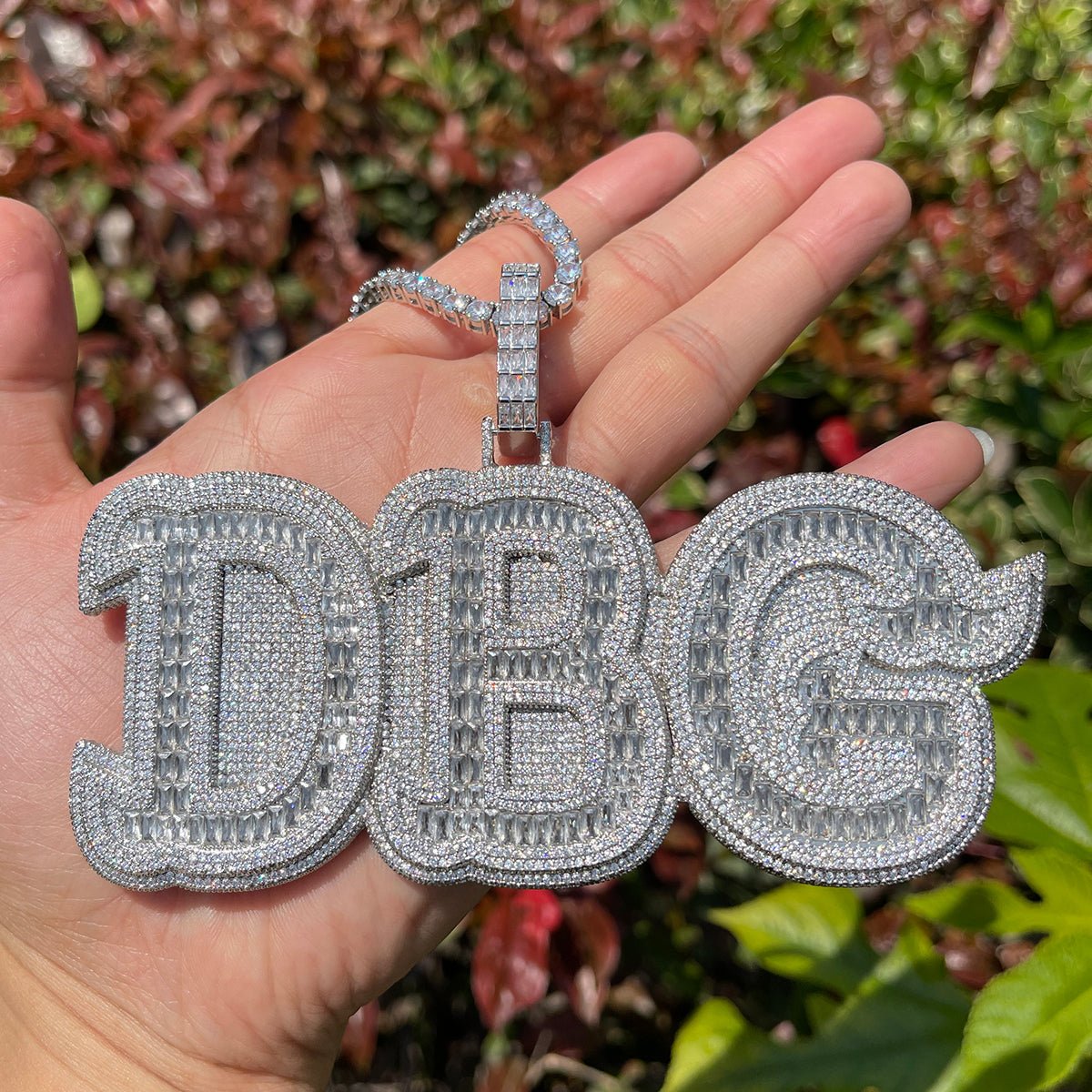 Diamond & Baguette Diamond Custom Name Pendant Font 2 - Drip Culture Jewelry