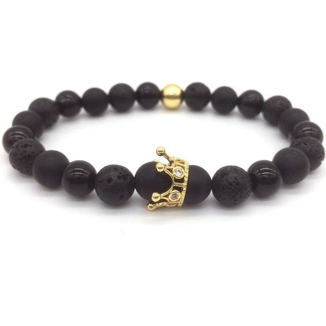 Lava Stone Crown Bracelet - Drip Culture Jewelry