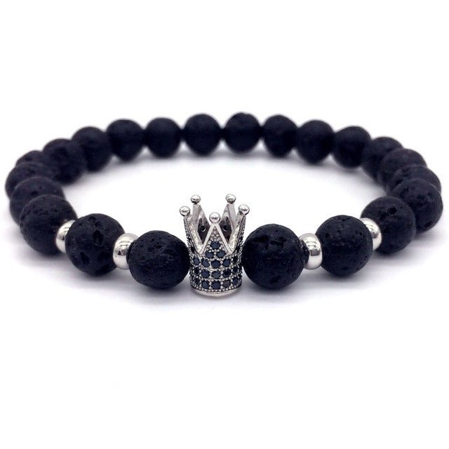 Lava Stone Crown Bracelet - Drip Culture Jewelry