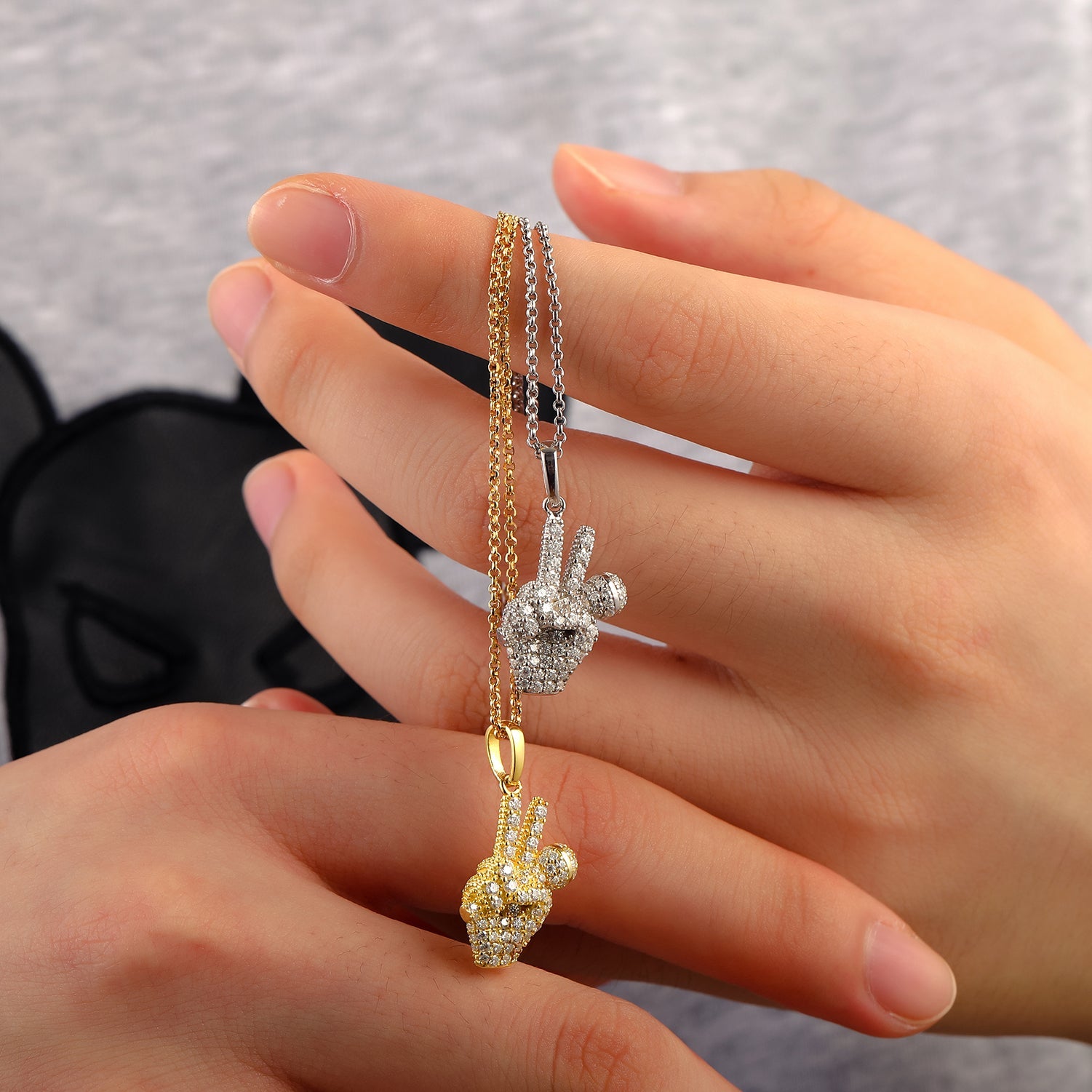Moissanite Diamond Hand with Mic Pendant - Drip Culture Jewelry