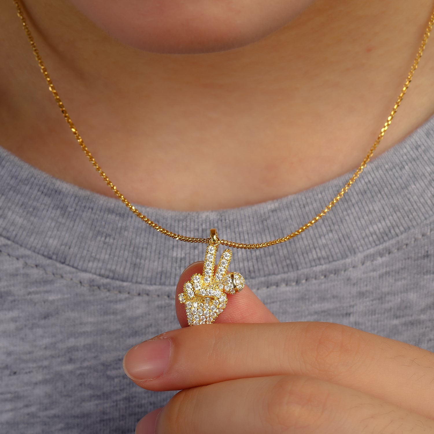 Moissanite Diamond Hand with Mic Pendant - Drip Culture Jewelry