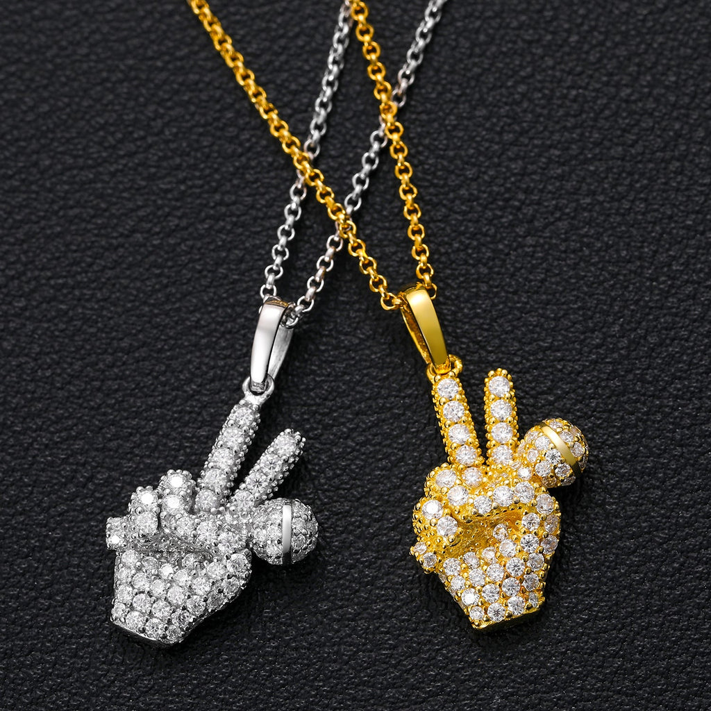 Moissanite Diamond Hand with Mic Pendant - Drip Culture Jewelry