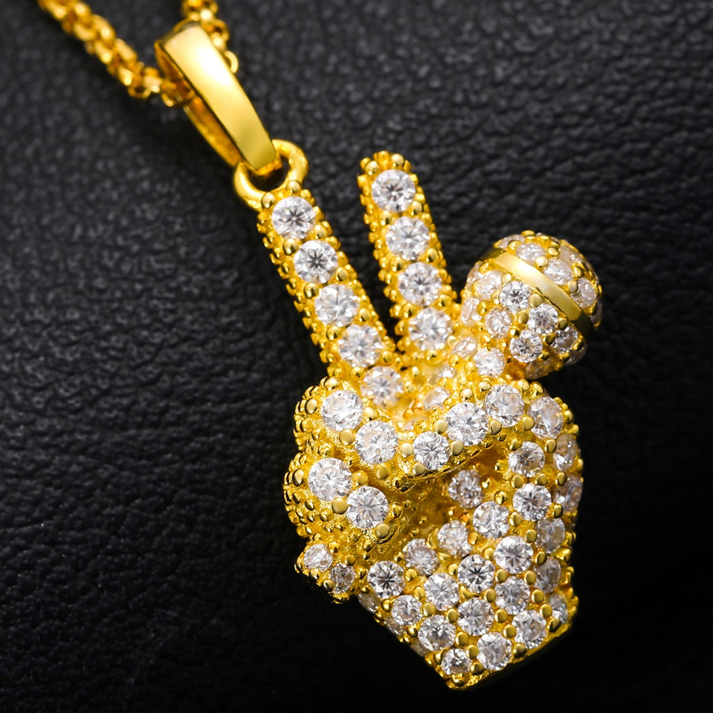 Moissanite Diamond Hand with Mic Pendant - Drip Culture Jewelry