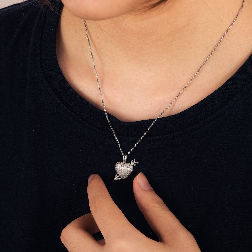 Moissanite Diamond Heart with Arrow Pendant - Drip Culture Jewelry