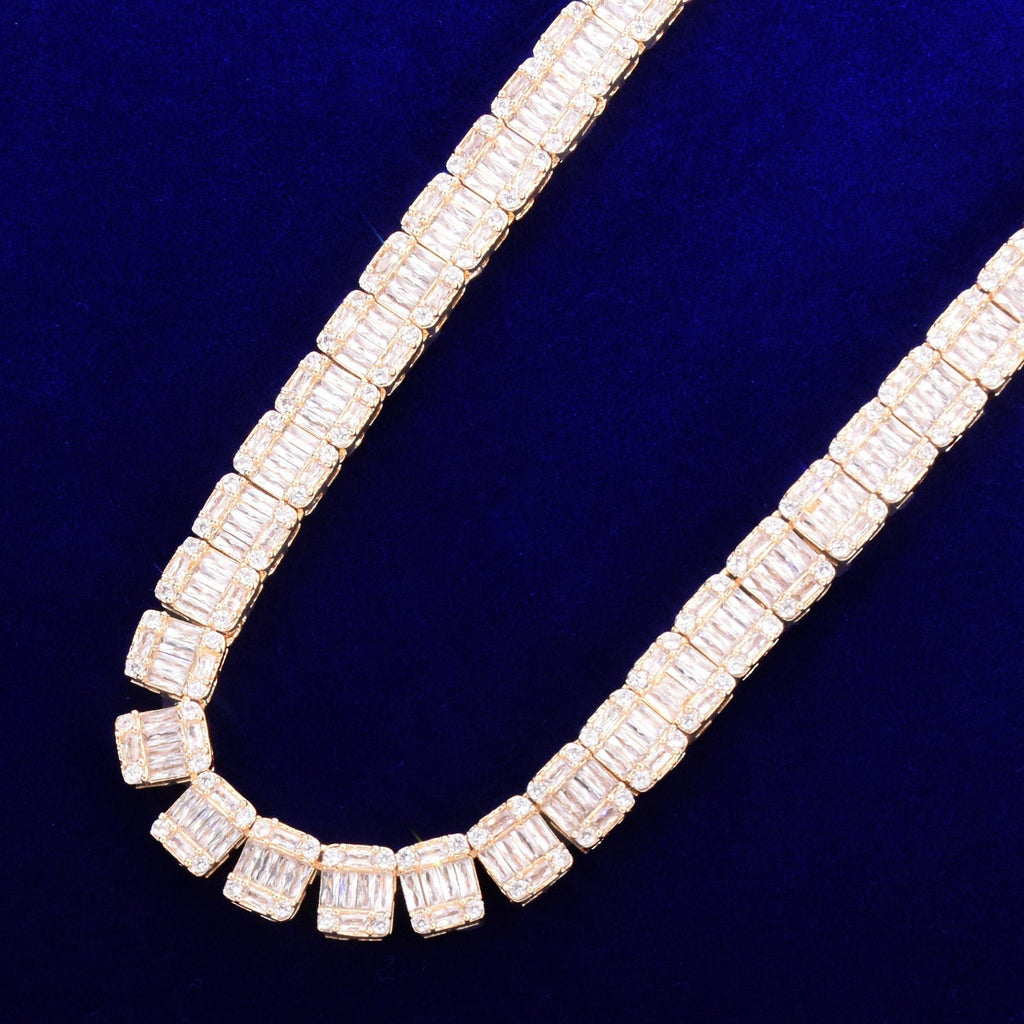 Premium 10mm 18K Gold Square Baguette Tennis Chain - Drip Culture Jewelry