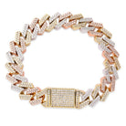 Premium 12mm 18k Gold Diamond Prong Cuban Link Bracelet - Drip Culture Jewelry