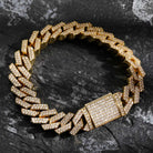 Premium 12mm 18k Gold Diamond Prong Cuban Link Bracelet - Drip Culture Jewelry