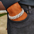 Premium 12mm 18k Gold Diamond Prong Cuban Link Bracelet - Drip Culture Jewelry
