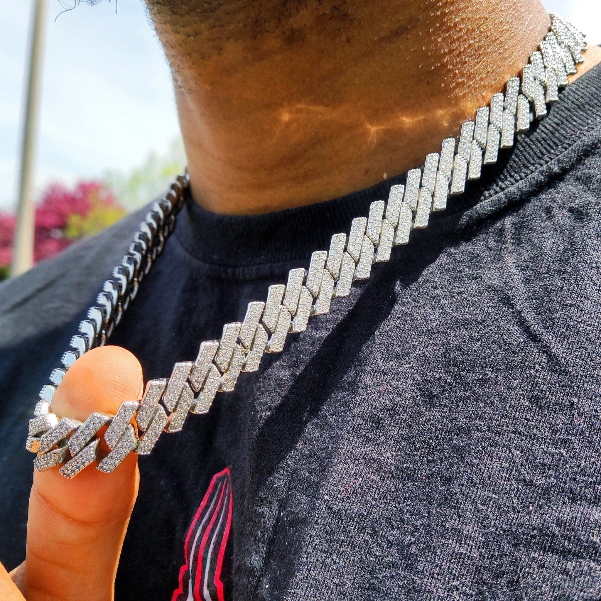 Men's 18k White Gold Filled Diamond Cut Cuban Chain – 60cm (24") Length, 10mm Width