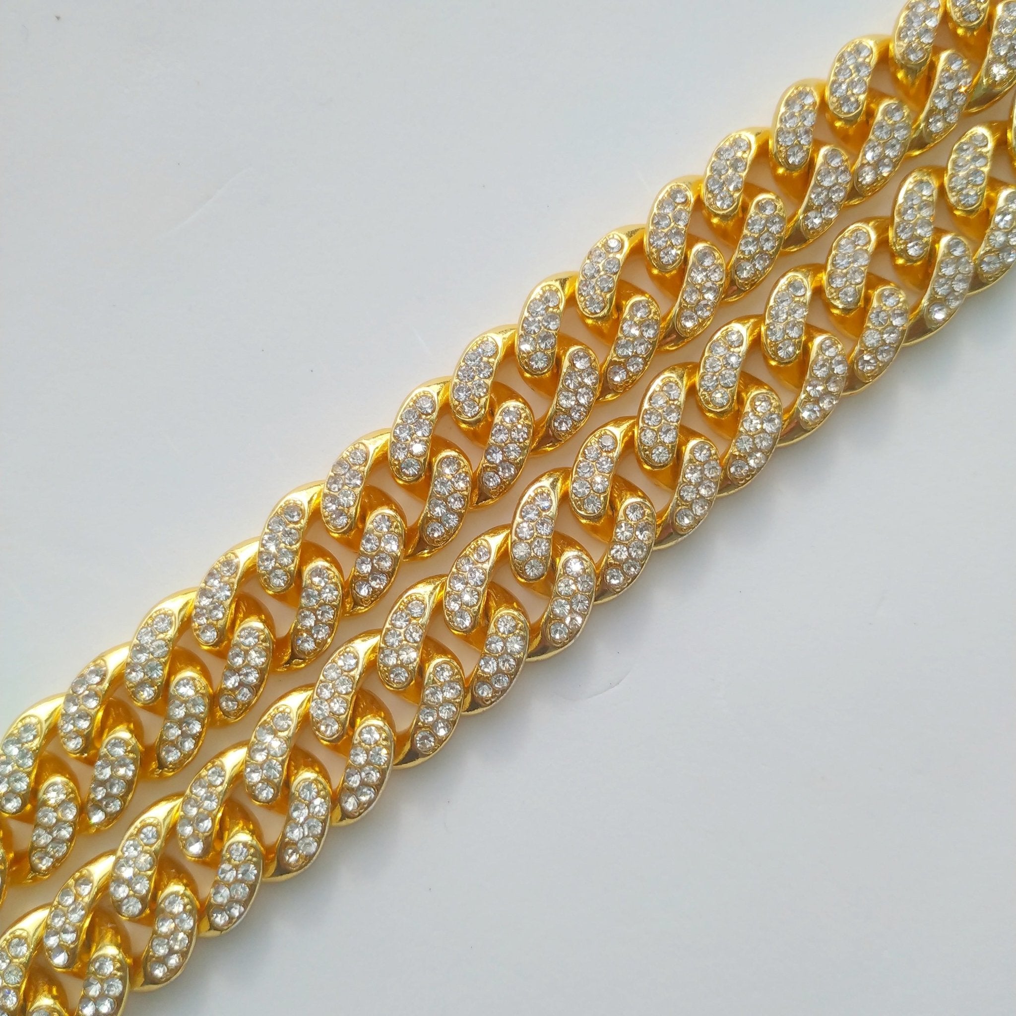 Premium 13mm 18k Gold Diamond Miami Cuban Link Set ( 2 Pieces ) - Drip Culture Jewelry