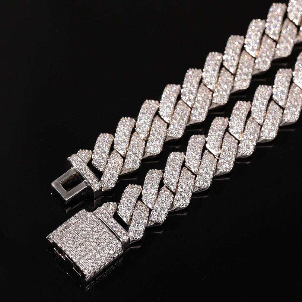 Premium 13mm 18K Gold Diamond Prong Cuban Link Set (2 Pieces ) - Drip Culture Jewelry