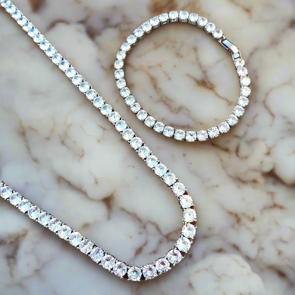 Premium 18K Gold Diamond Tennis Chain Bracelet Set ( 2 Pieces ) - Drip Culture Jewelry