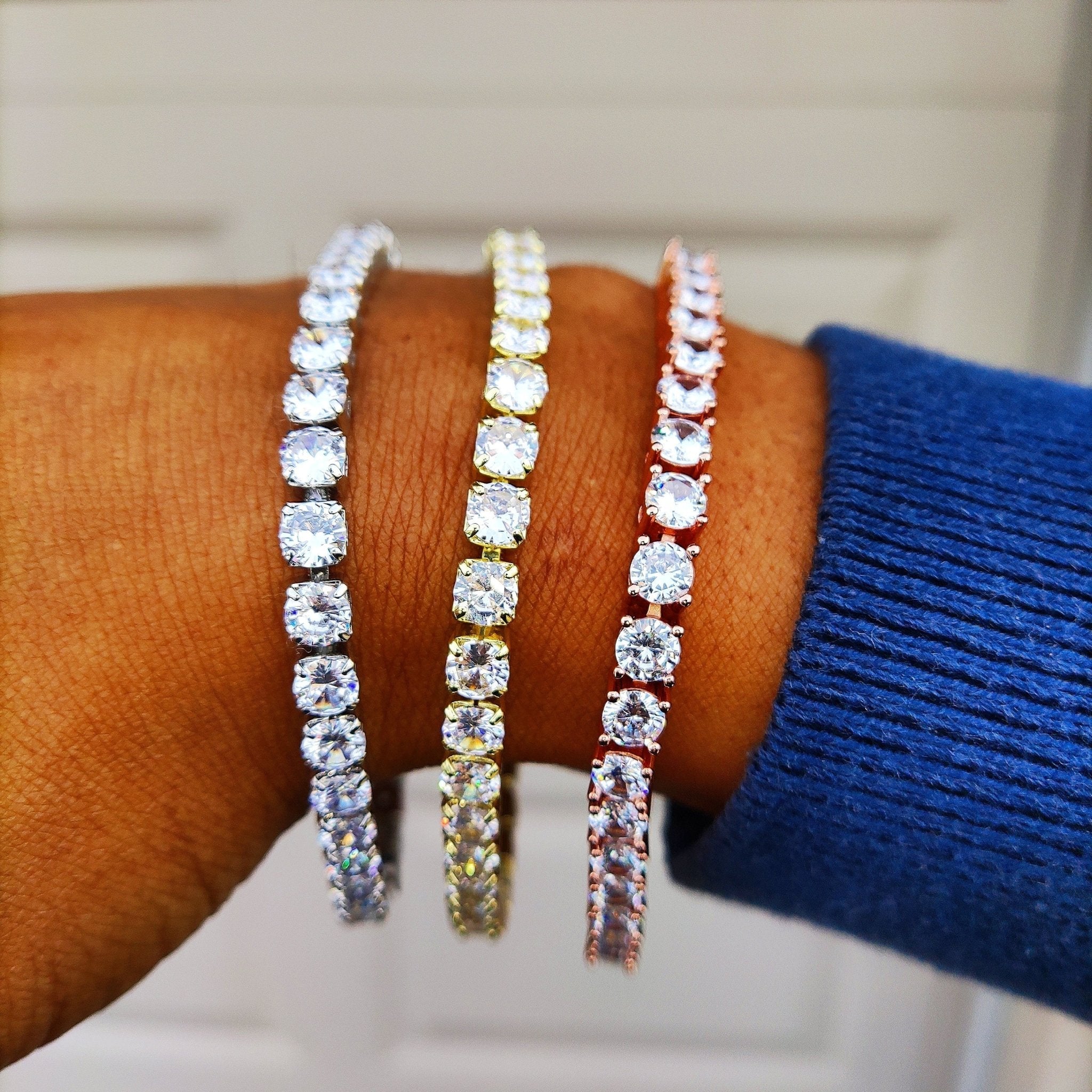 Premium 18K Gold Diamond Tennis Chain Bracelet Set ( 2 Pieces ) - Drip Culture Jewelry