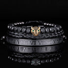 Roman Numerals Leopard Rope Bracelet Set ( 3 Pieces ) - Drip Culture Jewelry