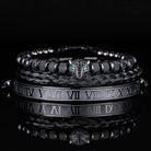 Roman Numerals Leopard Rope Bracelet Set ( 3 Pieces ) - Drip Culture Jewelry