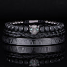 Roman Numerals Leopard Rope Bracelet Set ( 3 Pieces ) - Drip Culture Jewelry