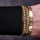 Roman Numerals Leopard Rope Bracelet Set ( 3 Pieces ) - Drip Culture Jewelry