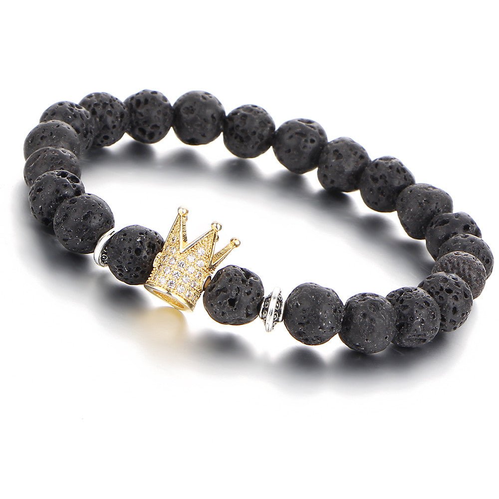 Signature Crown Lava Stone Bracelet - Drip Culture Jewelry