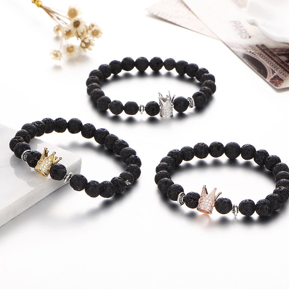 Signature Crown Lava Stone Bracelet - Drip Culture Jewelry