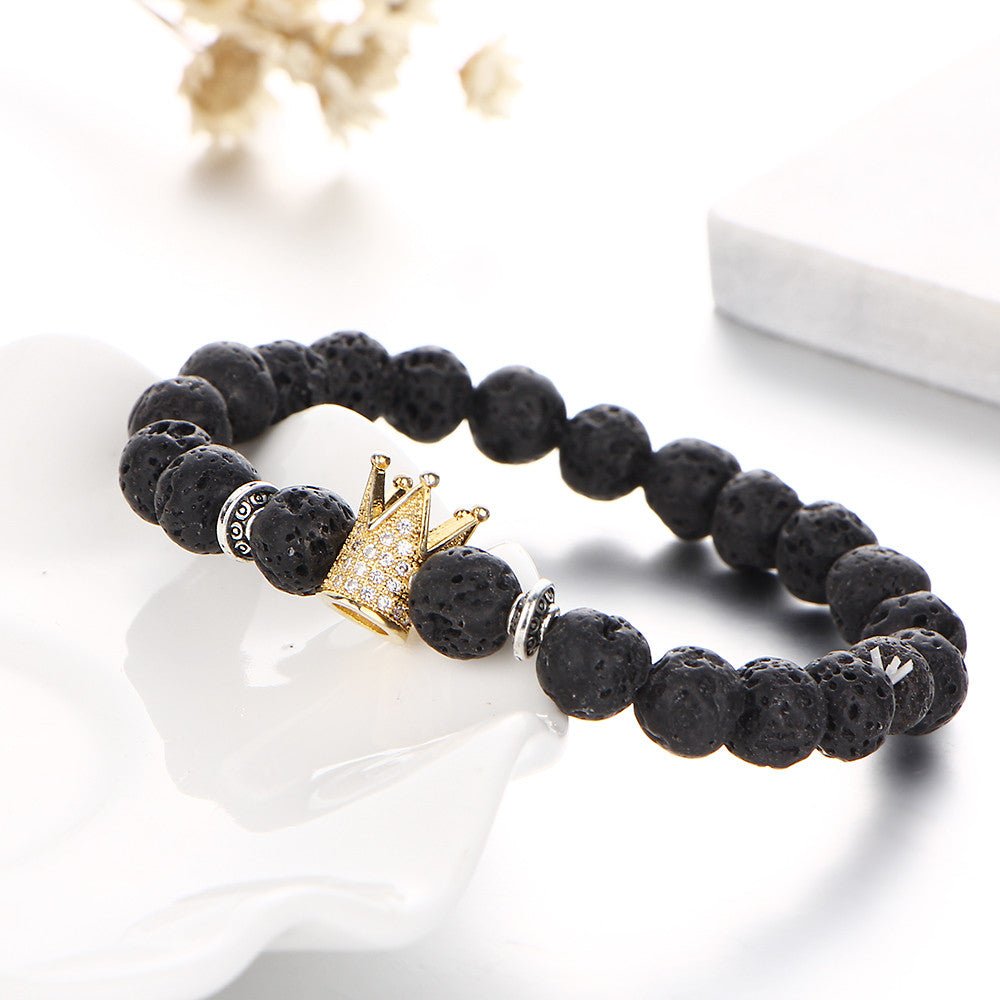 Signature Crown Lava Stone Bracelet - Drip Culture Jewelry